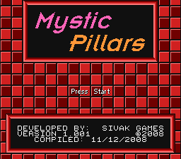 Mystic PIllars (Homebrew) — Title screen
